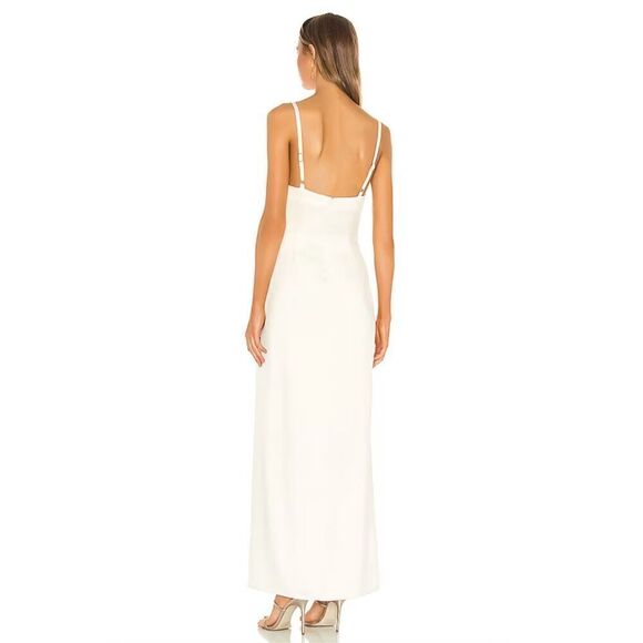 Camila Coelho Reyna Maxi Dress in Pearl White Satin Asymmetric A-line XS - Picture 3 of 3